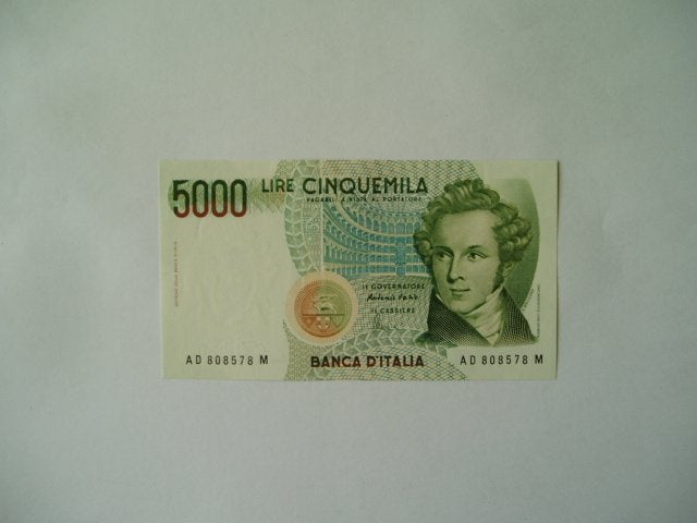 1728. Italië, 5.000 lira 1985 UNC Vincenzo Bellini., Verzenden, Italië, Los biljet
