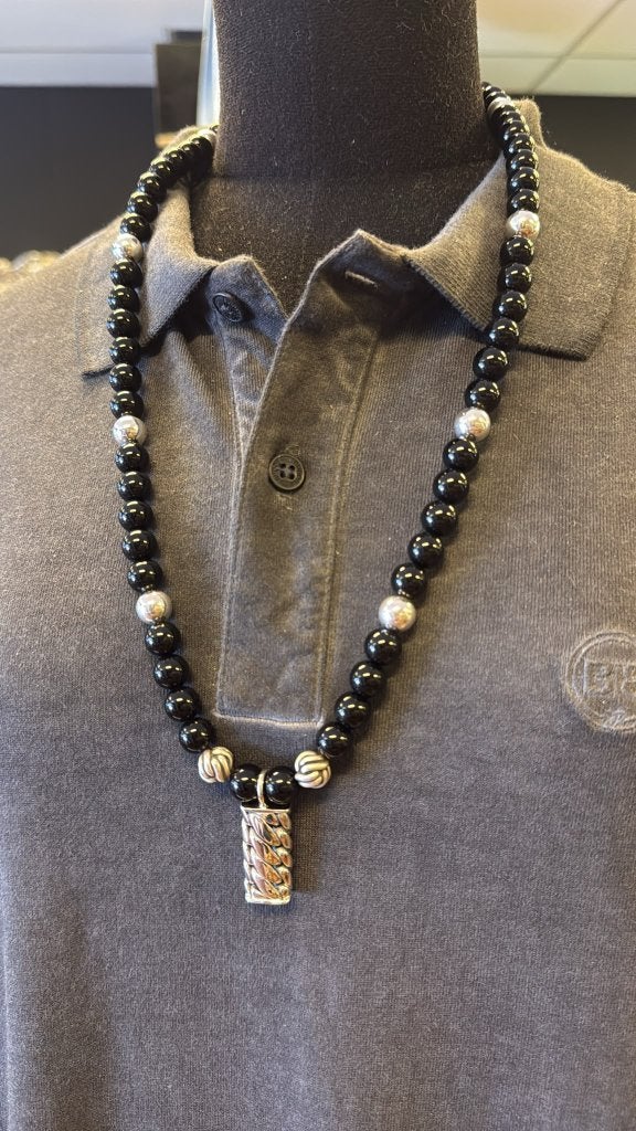 BUDDHA TO BUDDHA KETTING 188 SPIRIT BEAD ONYX ZWART € 499,00, Ophalen of Verzenden, Nieuw, Zwart, Zilver