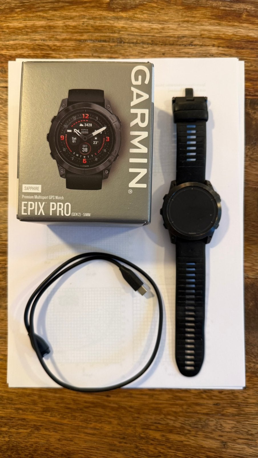 Garmin epix Pro 51mm, Ophalen, Zo goed als nieuw, Zwart, Android