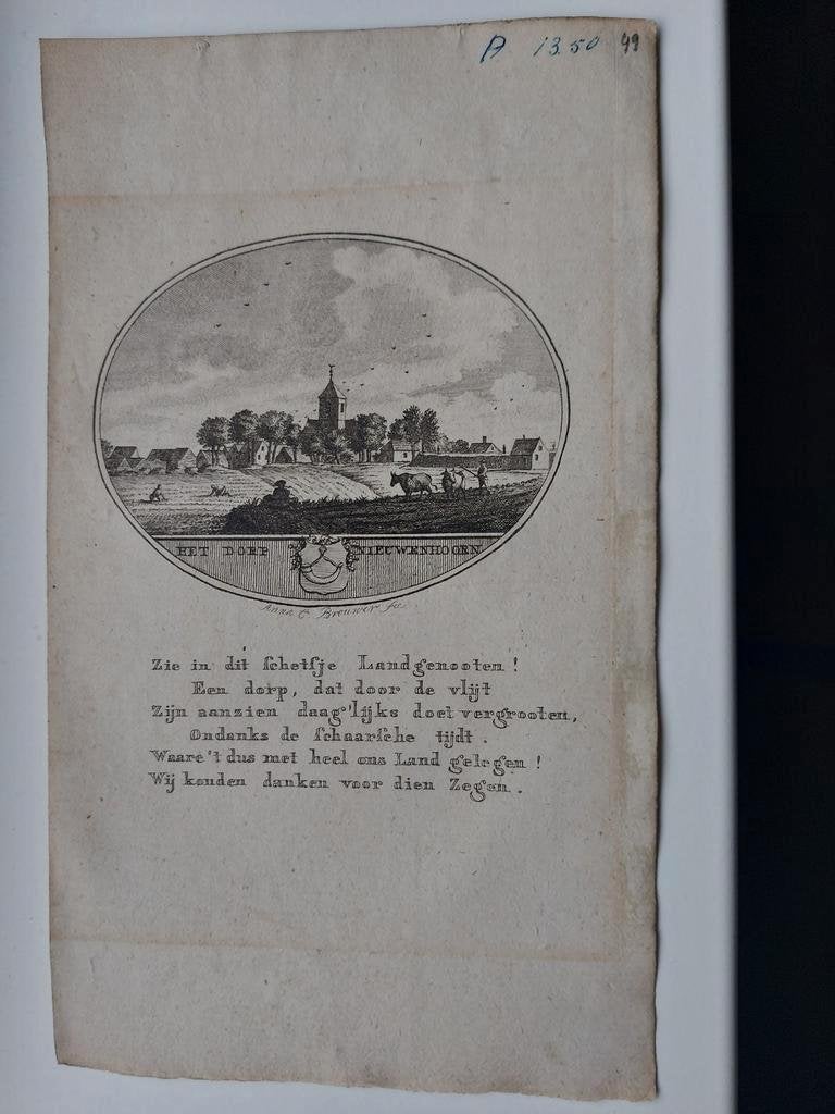 49 / Nieuwenhoorn Gravure uit 1793 van Oleffen & Bakker, Ophalen of Verzenden