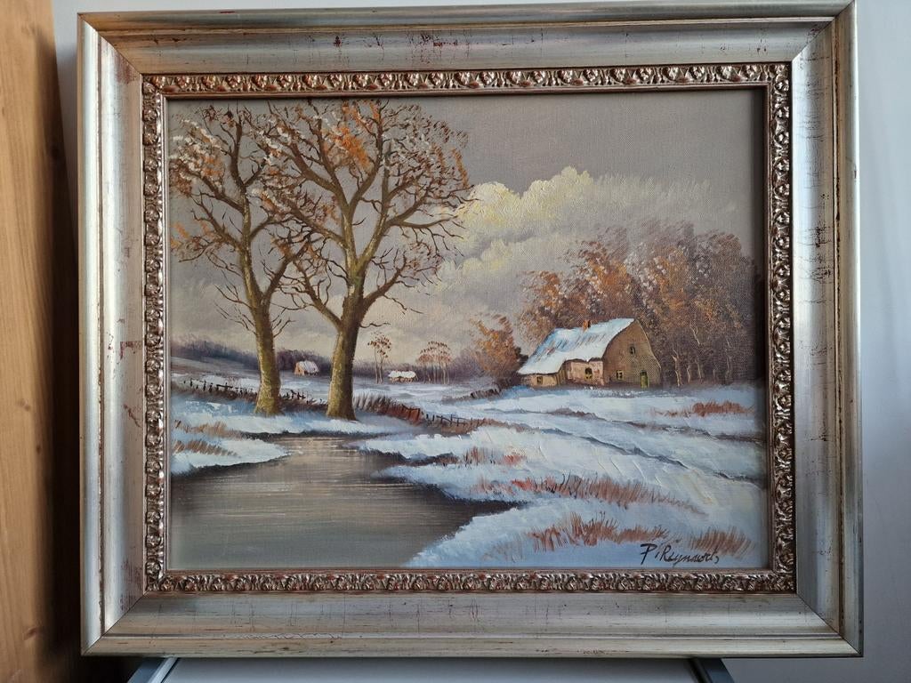 Schilderij winterlandschap P. Reynaerts, Antiek en Kunst, Kunst | Schilderijen | Klassiek, Ophalen