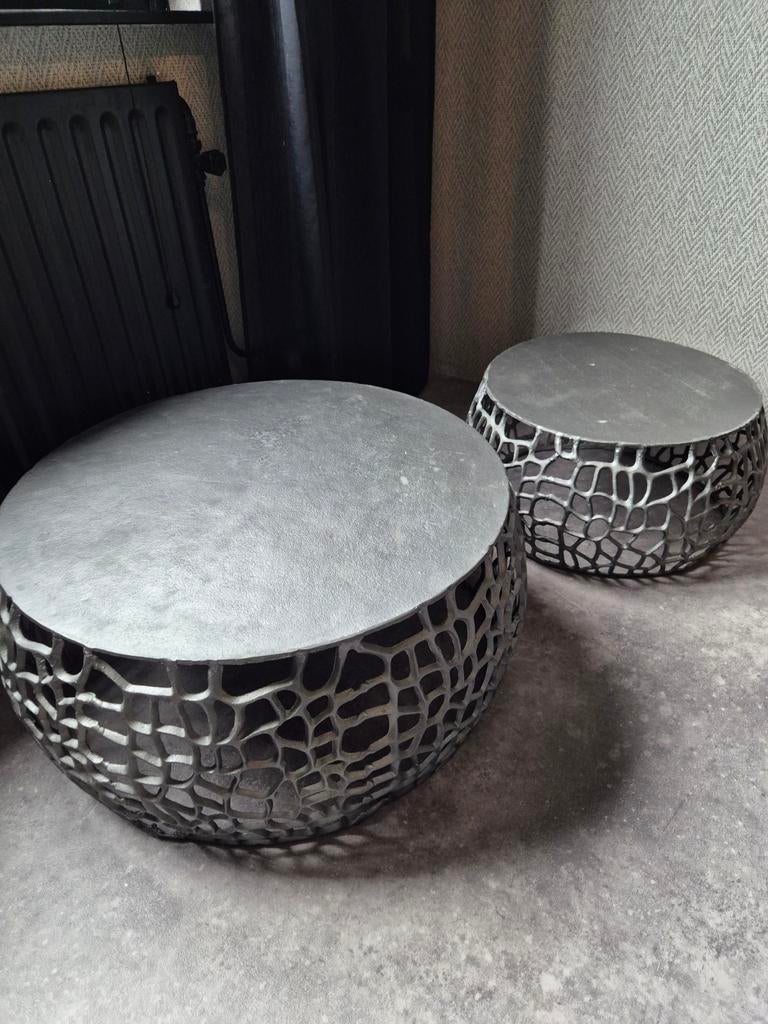 Set van 2 ronde salontafels met uniek design, Ophalen, Minder dan 50 cm, 50 tot 100 cm, Rond