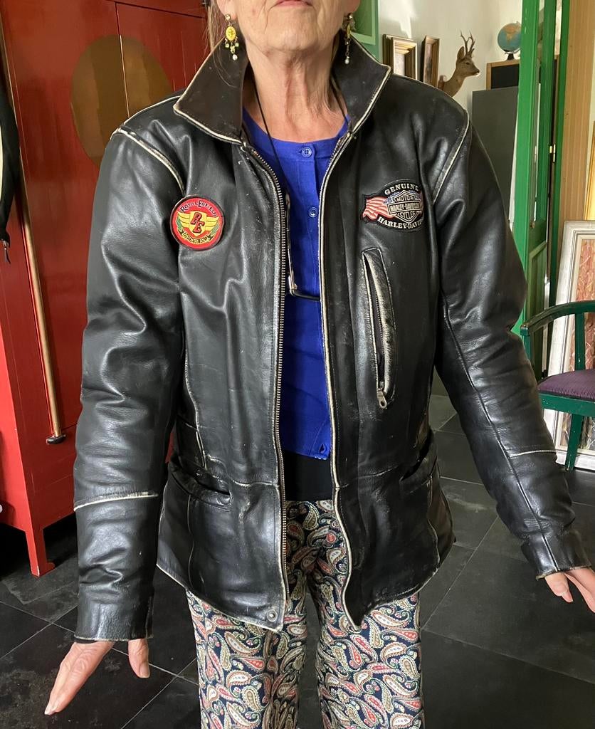 Oude motor jas met bescherm stukken ,, Motoren, Ophalen of Verzenden, Tweedehands, Jas | textiel
