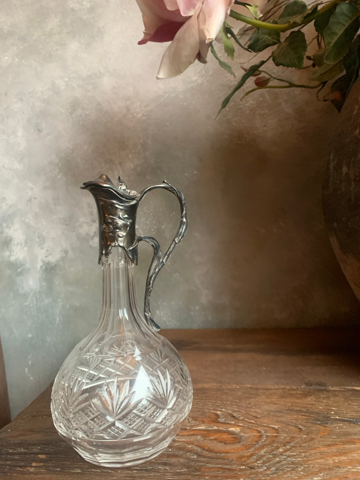 Antieke Kristallen Karaf met bewerkt Montuur, Antiek en Kunst, Ophalen of Verzenden