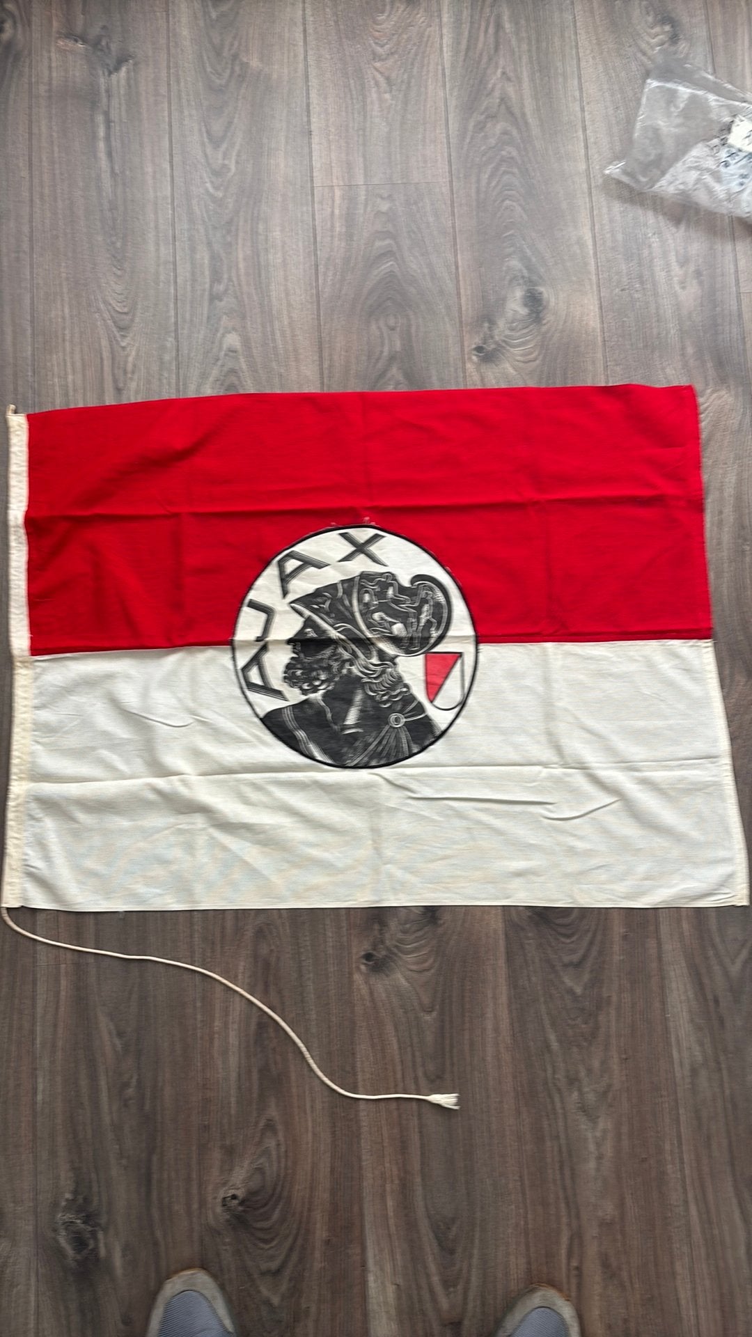 Vintage ajax vlag jaren 1970/1980 oude logo de Meer stadion, Ophalen of Verzenden, Zo goed als nieuw, Overige typen