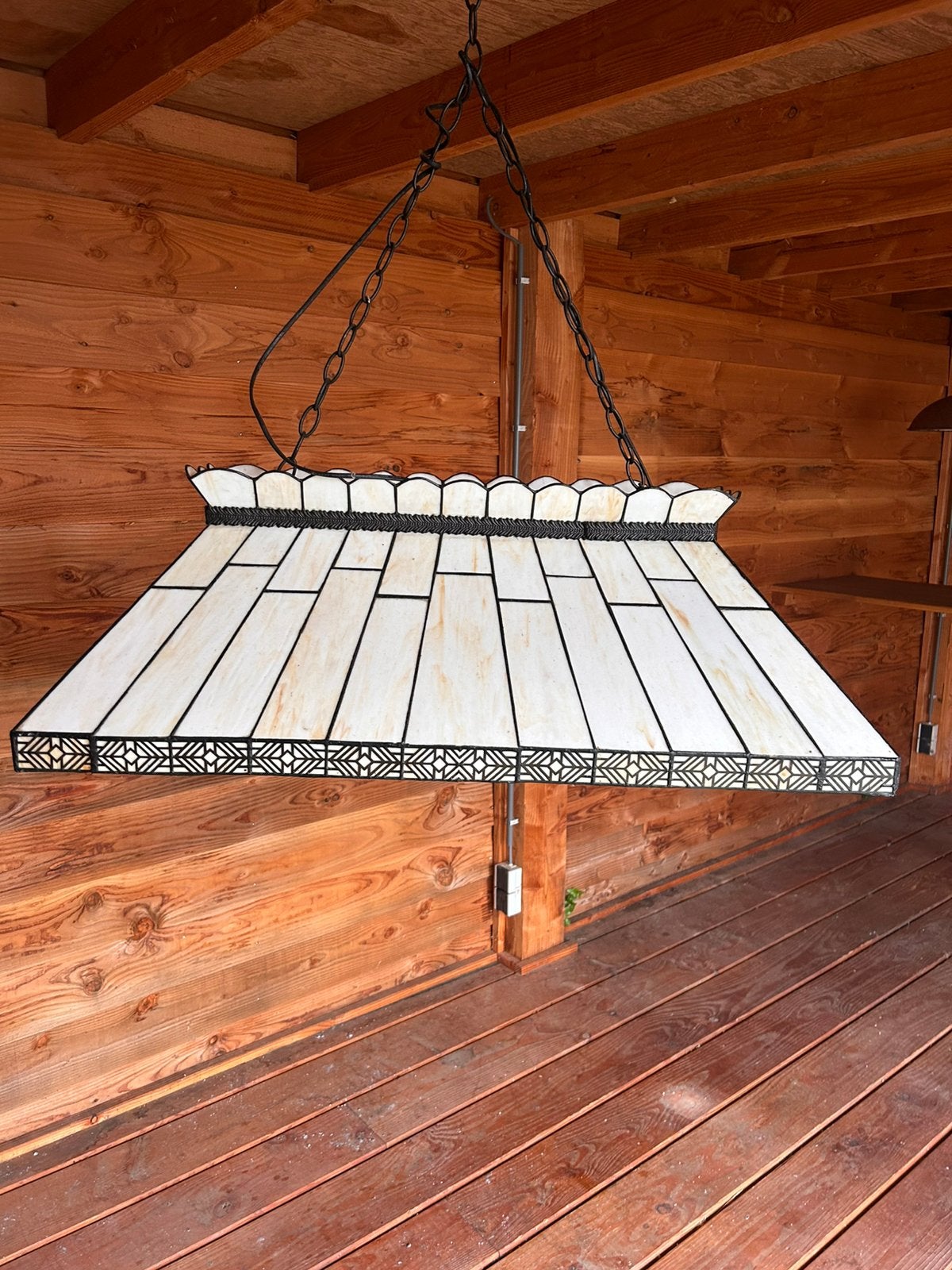 Tiffany-stijl, biljartlamp glas in lood, Huis en Inrichting, Ophalen, Gebruikt, E27 (groot), Glas