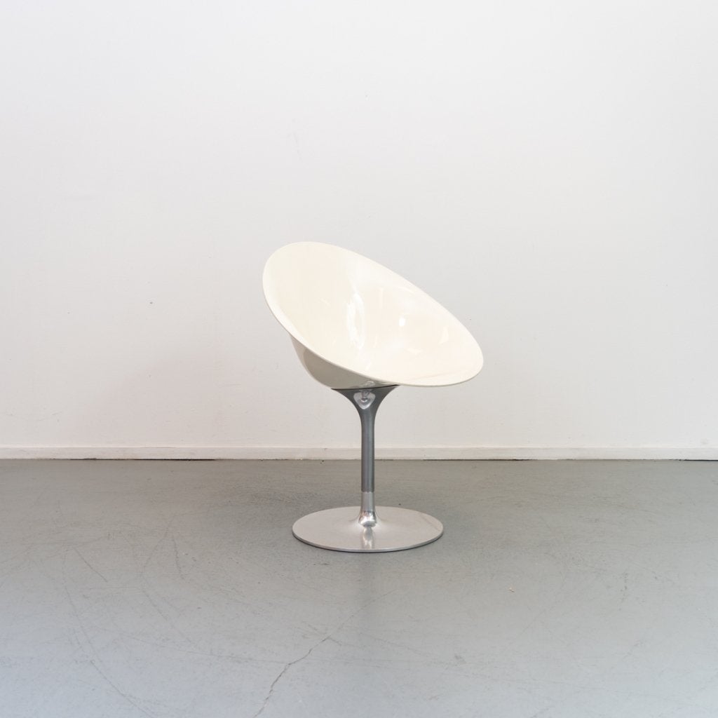 1x Kartell Eros 4835 Draaibare Kuipstoel Wit - Chroom, Niet ingevuld, Gebruikt, Wit, Niet ingevuld