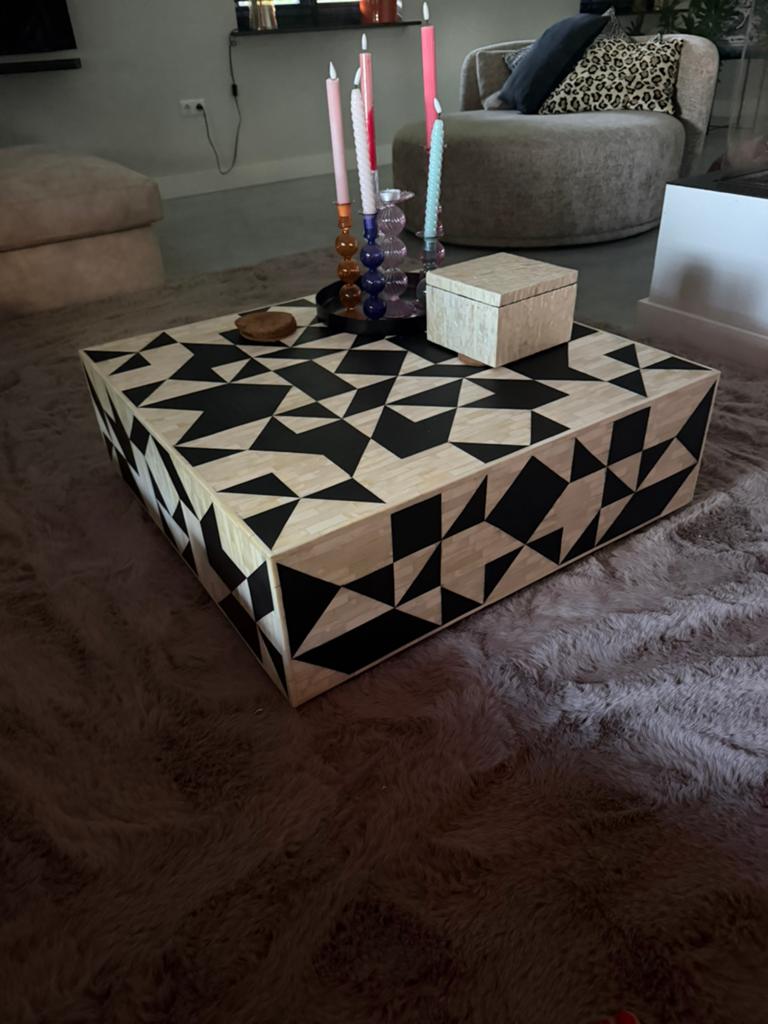 Salontafel kenia bone inlay black/white van Colmore nieuw!, Ophalen, 50 tot 100 cm, Zo goed als nieuw, Minder dan 50 cm