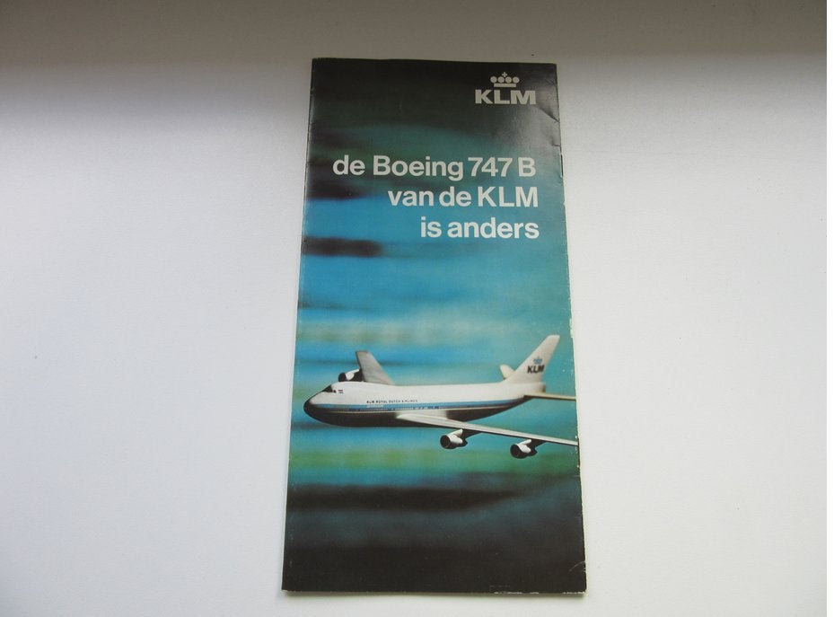 KLM brochure de Boeing 747 B van de KLM is anders, Verzenden, Gebruikt, Overige typen