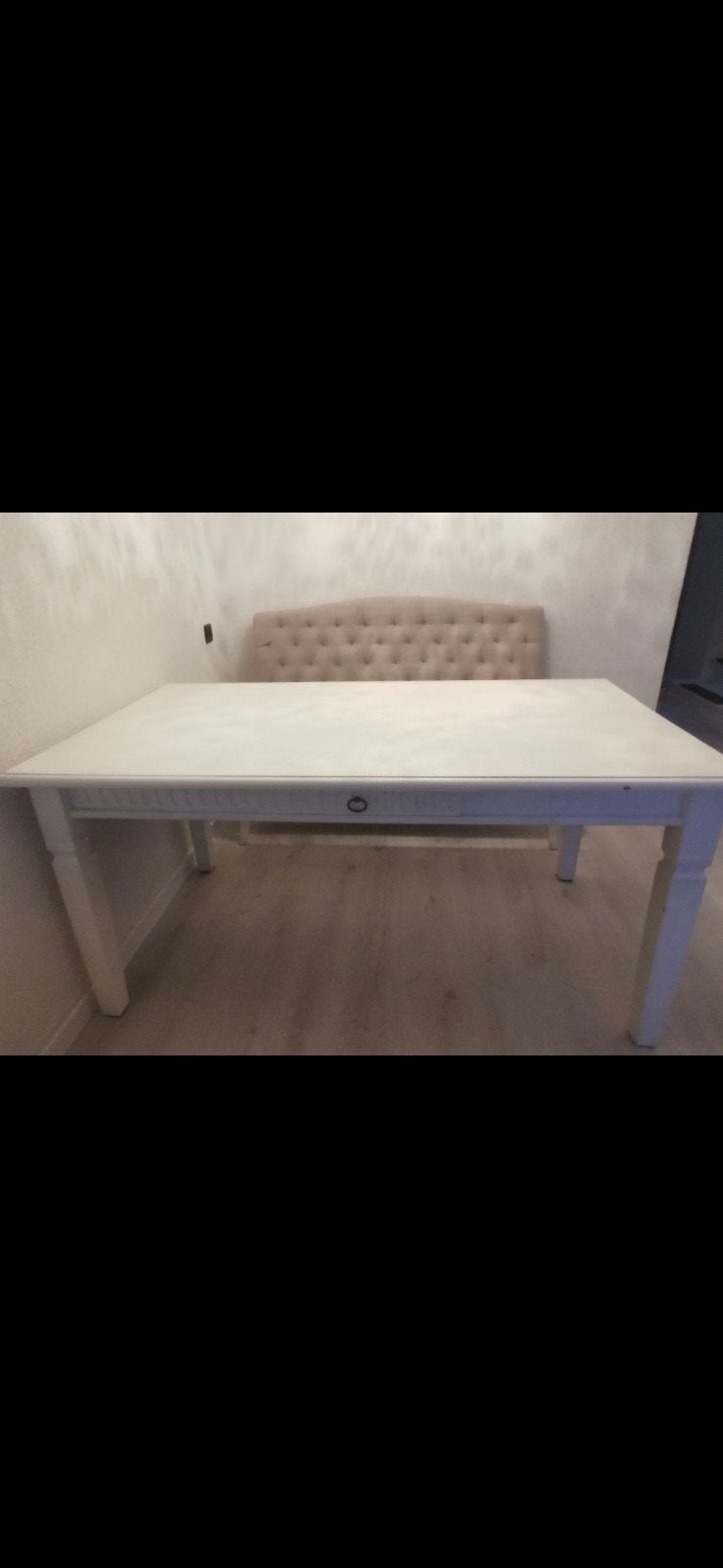 Witte eettafel, landelijke stijl, 4-6 personen, Ophalen, Gebruikt, 50 tot 100 cm, Vijf personen of meer