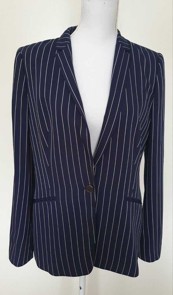 Donkerblauwe blazer met krijtstreep van Esprit maat 38-40, Maat 38/40 (M), Blauw, Ophalen of Verzenden, Zo goed als nieuw