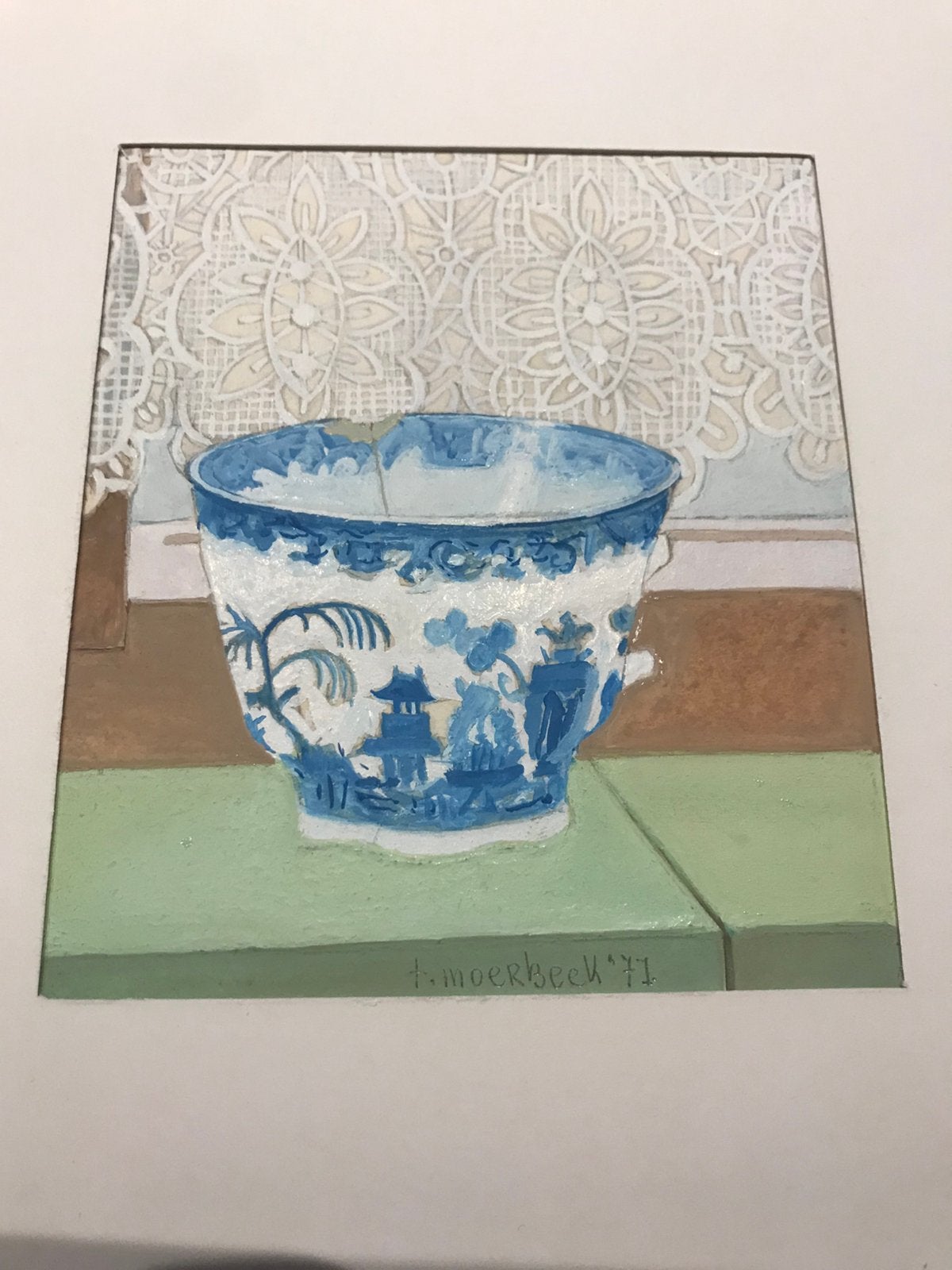 Toine Moerbeek, stilleven 1971, afm. 12,5 bij 11 cm. Perfect, Antiek en Kunst, Kunst | Schilderijen | Klassiek, Stilleven, Ophalen of Verzenden