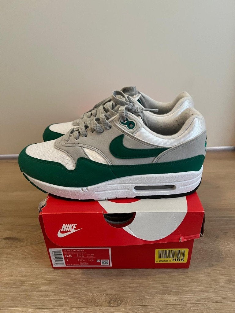 Nike Air Max 1 Grey/Malachite UK6 EUR 40, Wit, Nike, Ophalen of Verzenden, Sneakers of Gympen