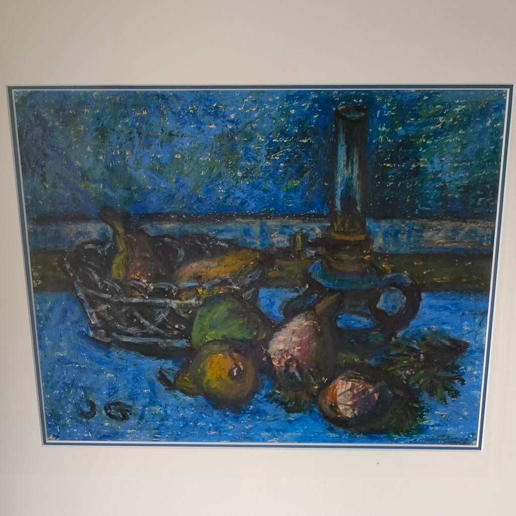 Jan Gregoor (1914-1982) waskrijt Stilleven, Antiek en Kunst, Kunst | Schilderijen | Modern, Ophalen of Verzenden