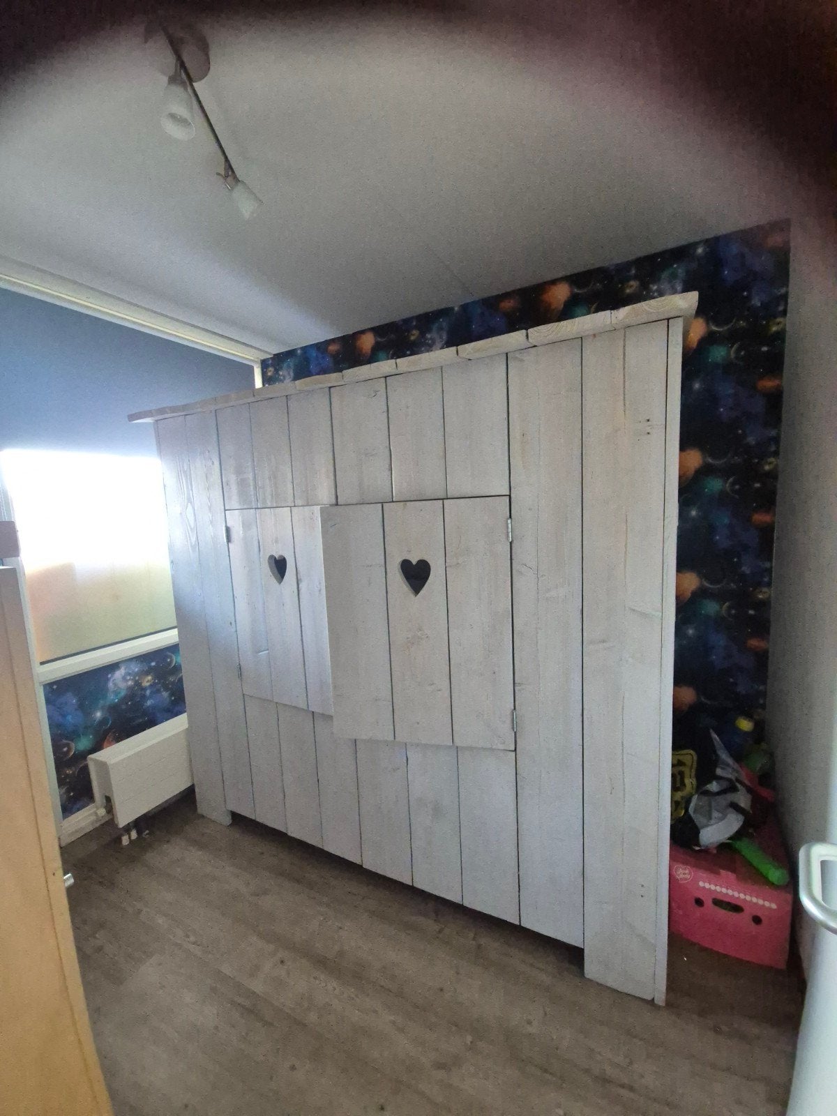 Bedstede van steigerhout inclusief matras, Gebruikt, 90 cm, Steigerhout, 200 cm
