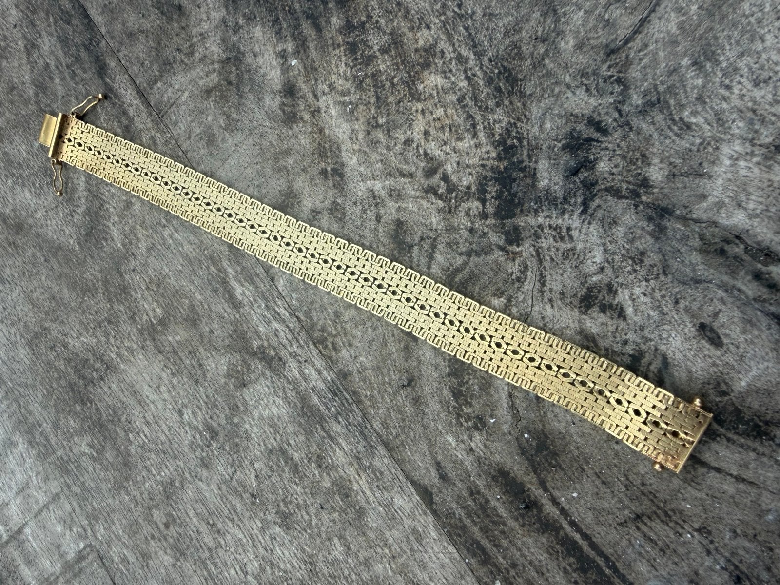 Vintage jaren '80 dames armband UNID PLAQUE 20cm, Ophalen of Verzenden, Zo goed als nieuw, Goud, Overige materialen