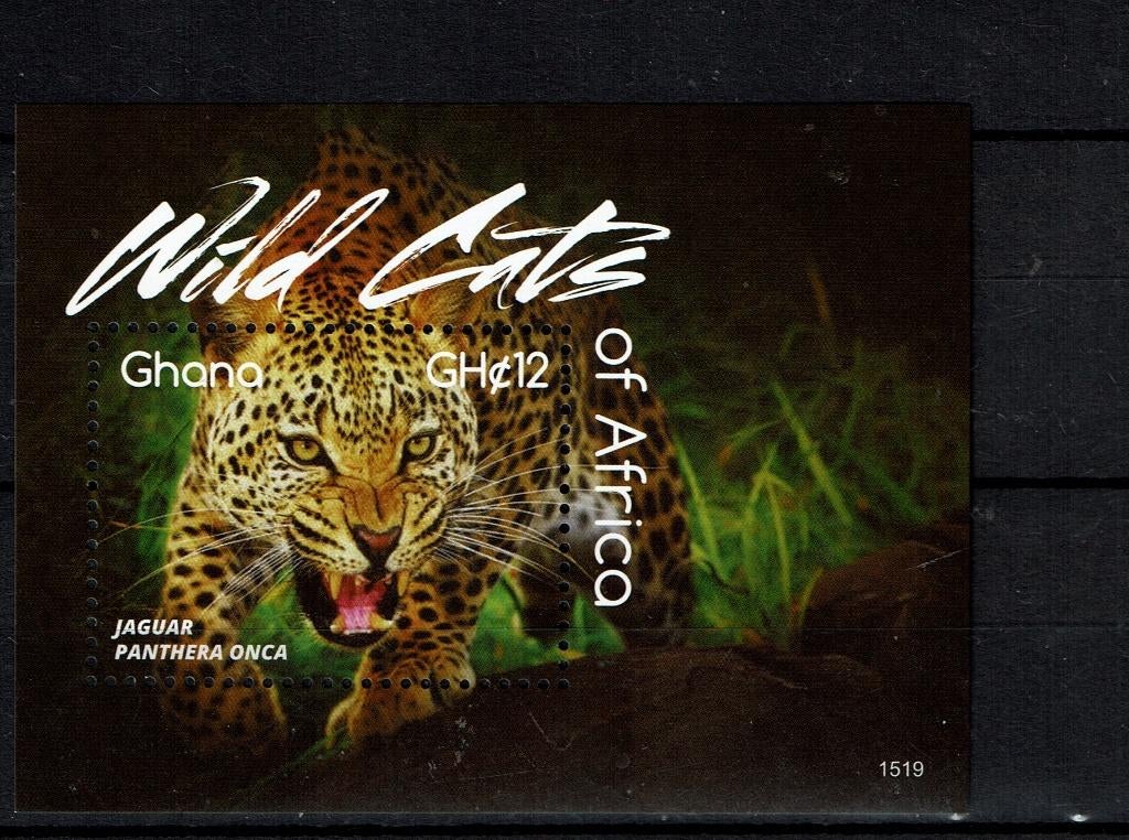 GHANA 2015 PF BLOK JAGUAR KATACHTIGE WILLDLIFE ZOOGDIEREN, Ophalen of Verzenden, Postfris, Dier of Natuur