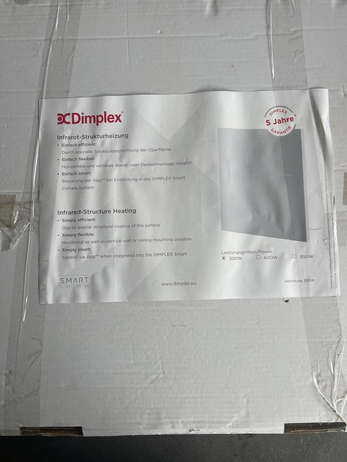 Infrarood-verwarming  Dimplex 300W - Nieuw, 30 tot 80 cm, Ophalen of Verzenden, 60 tot 150 cm, 200 tot 500 watt
