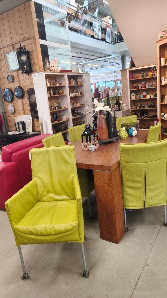 Groene design eetkamerstoelen (l'ancora Collection), Ophalen, Gebruikt, Overige kleuren, Leer