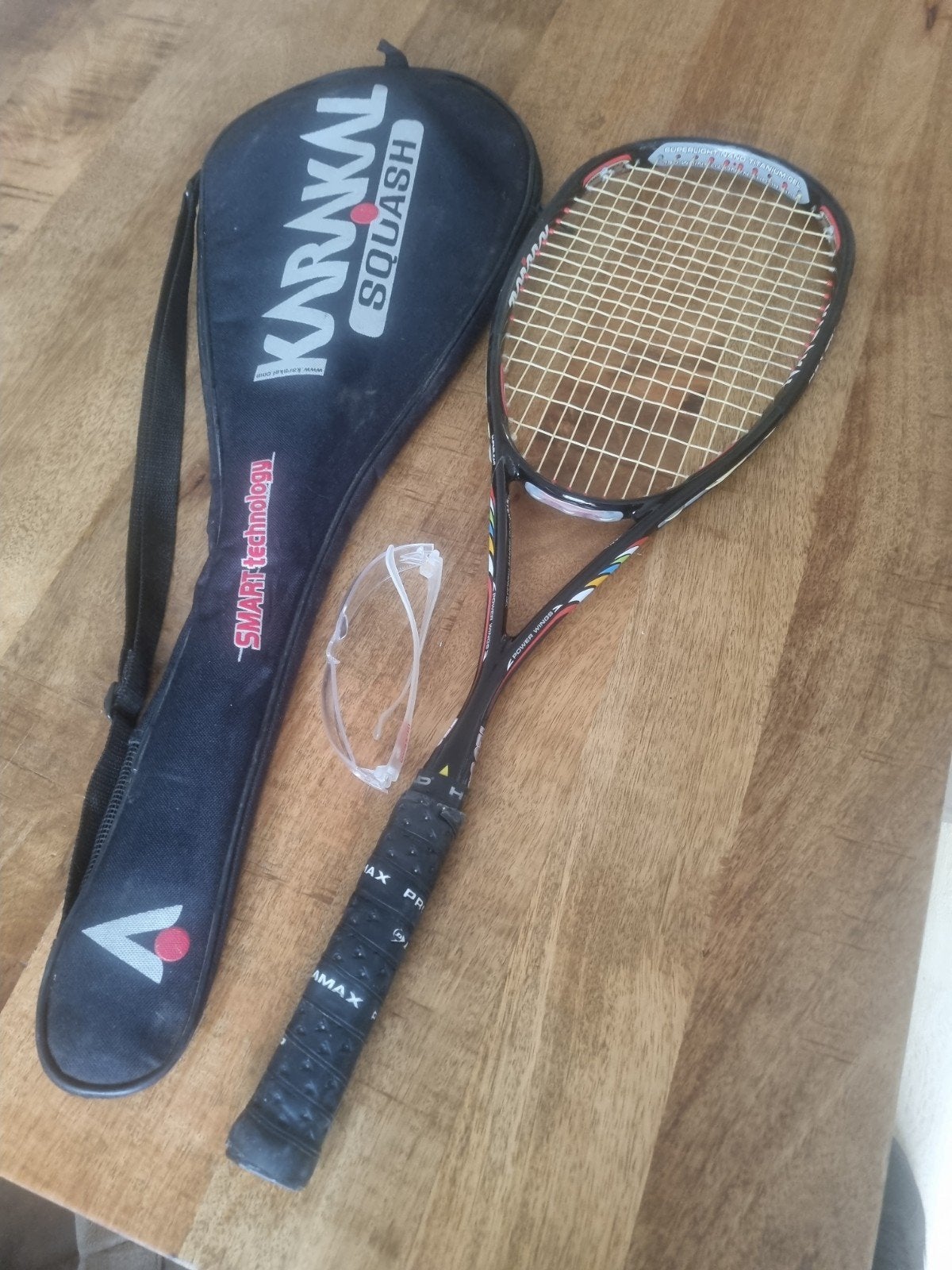 Karakal Squash Racket met hoes en beschermbril, Sport en Fitness, Ophalen of Verzenden, Gebruikt, Racket, Met hoes