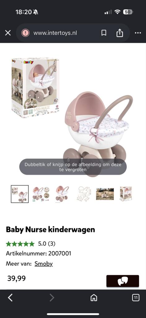 Smoby Baby Nurse Kinderwagen - Nieuwstaat, Ophalen of Verzenden, Zo goed als nieuw