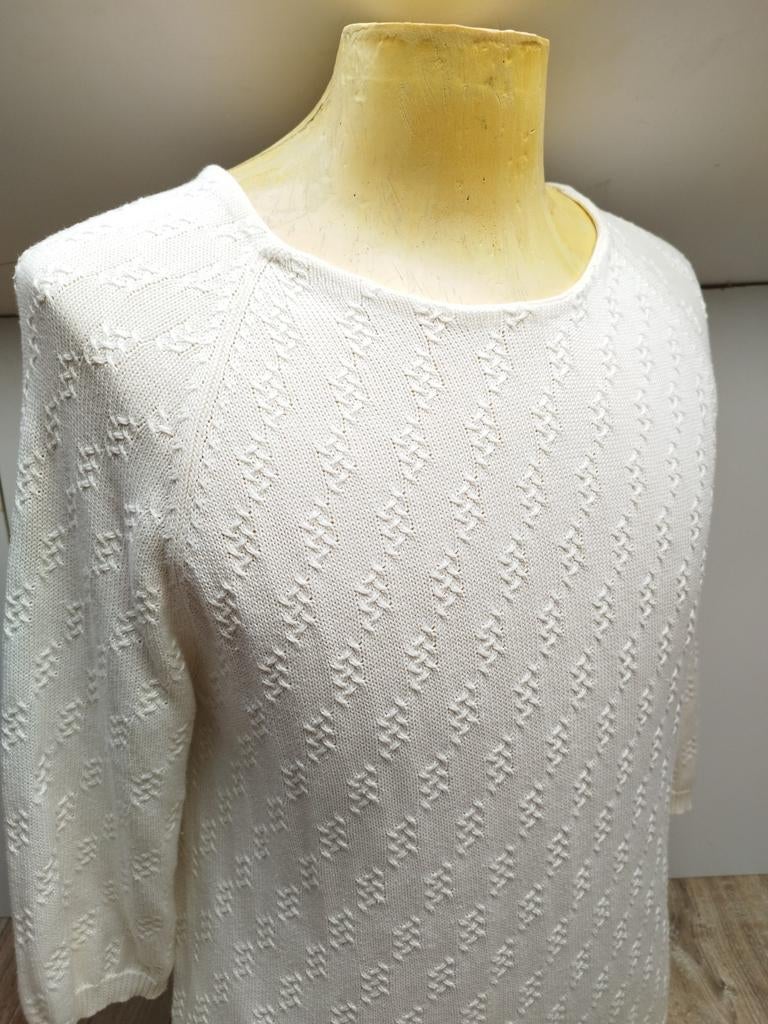 Peter Hahn knitted top trui M 38 Wit 100% Katoen Voorjaar, Maat 38/40 (M), Verzenden, Wit, Zo goed als nieuw