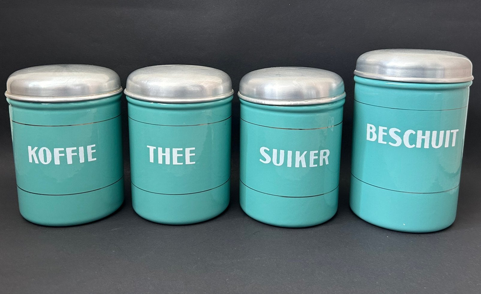 Mintgroene Koffie, Thee & Suiker Voorraadbussen, Ophalen of Verzenden, Zo goed als nieuw