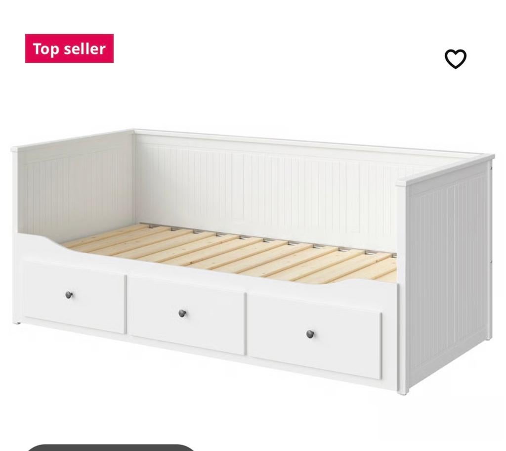 Hemnes Bed met bedlade en lades, 90 cm, Eenpersoons, Wit, Ophalen of Verzenden
