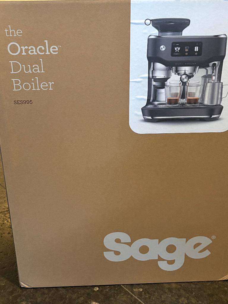Nieuwe Sage Oracle Dual Boiler Black Truffle, Witgoed en Apparatuur, Koffiezetapparaten, Ophalen, Espresso apparaat, 10 kopjes of meer