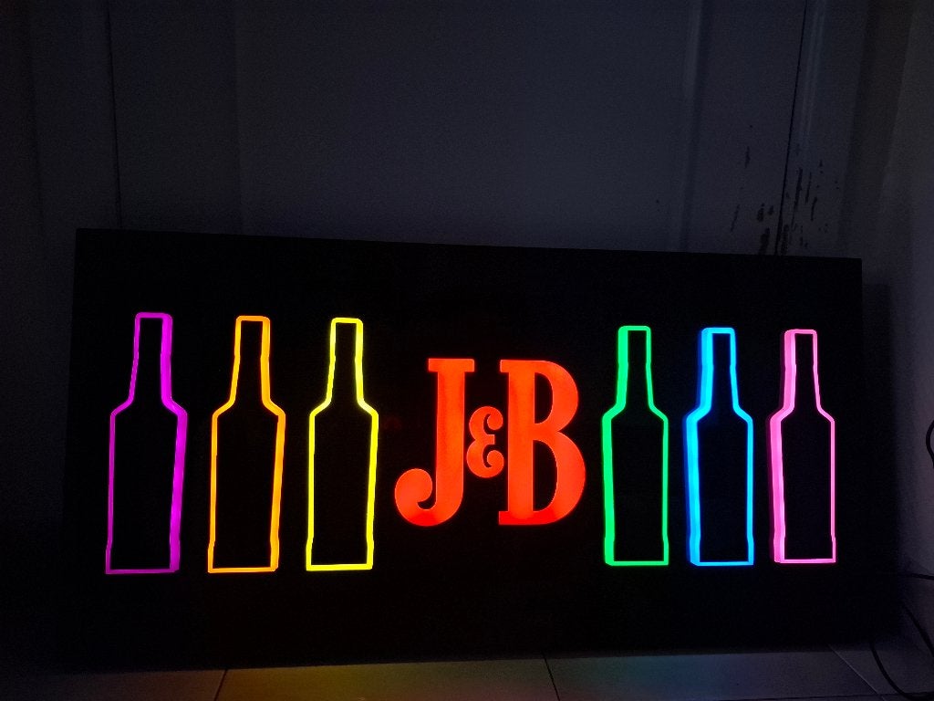 Prachtige grote lichtreclame J&B whisky, Ophalen of Verzenden, Nieuw, Lichtbak of (neon) lamp