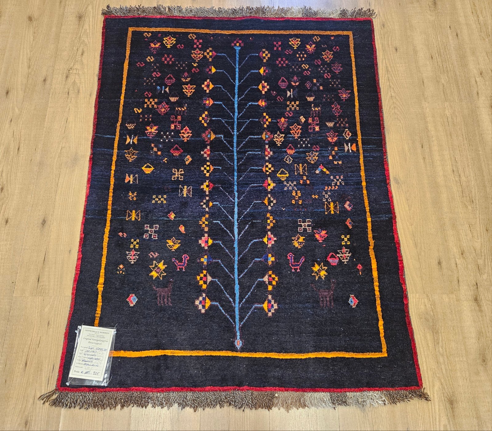 Handgeknoopt perzisch tapijt loribaf 143x105, Info@SlatsAntiek.nl, 100 tot 150 cm, Blauw, Perzisch