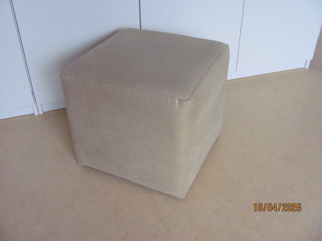 STOFFEN geelgroene HOCKER poef DARIS kubus 44 x 44 x 42 IZGS, Gebruikt, Vierkant, Minder dan 50 cm, Ophalen of Verzenden