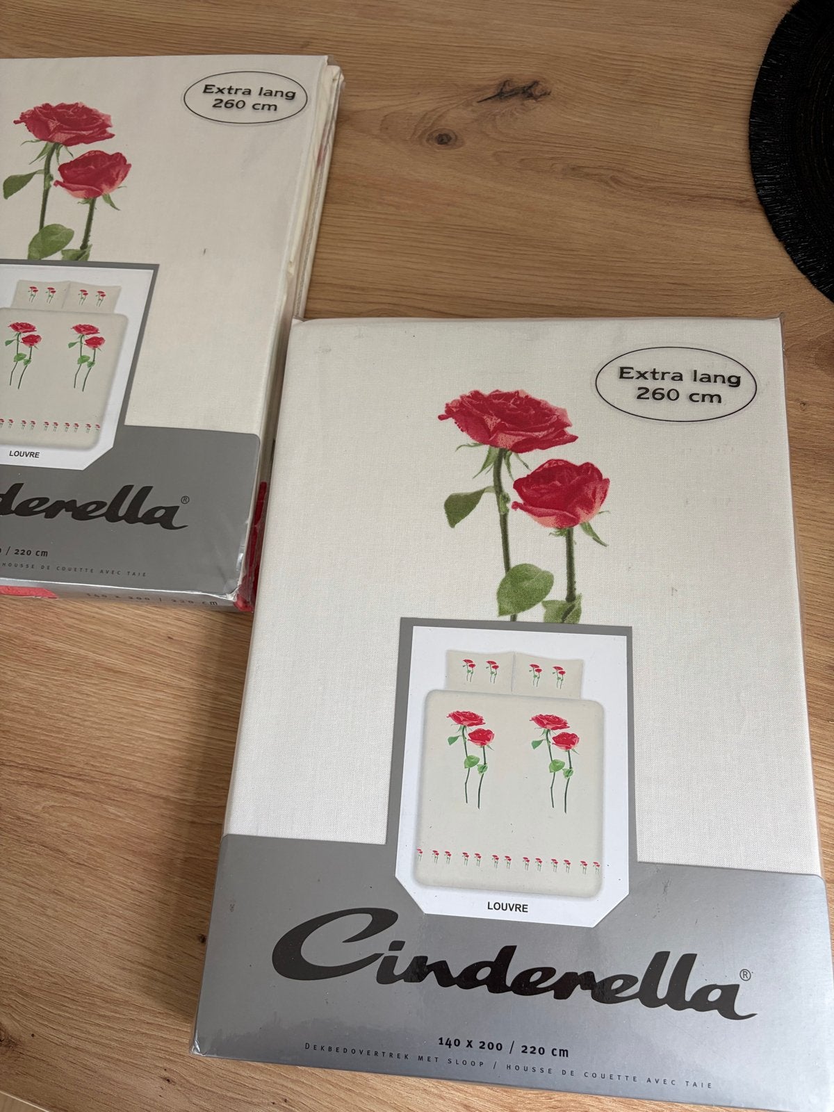 2x Cinderella Dekbedovertrek - Extra lang 260 cm, Eenpersoons, Wit, Dekbedovertrek, Katoen