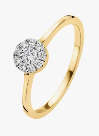 Gouden 18 karaat Diamond Point verlovingsring, Ophalen of Verzenden, Met edelsteen, Dame, Goud
