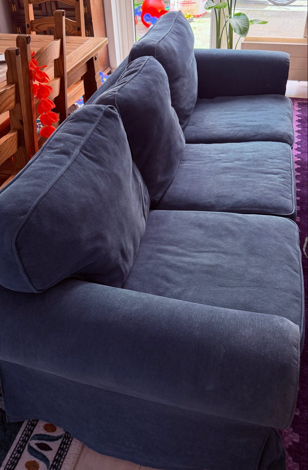 IKEA Ektorp 3-zitsbank - Donkerblauw, Huis en Inrichting, Banken | Bankstellen, Ophalen, Gebruikt, Driepersoons, 75 tot 100 cm