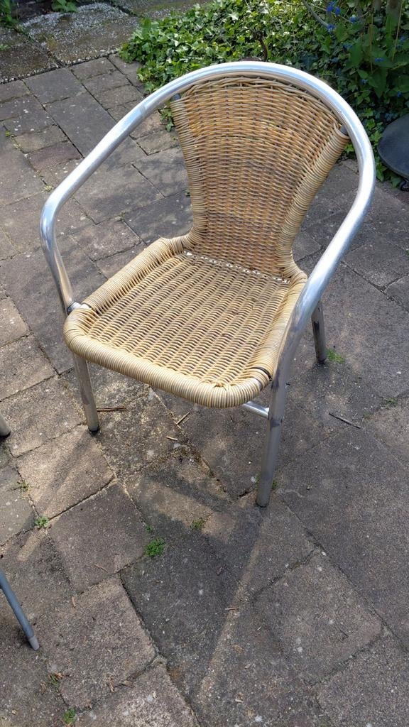 4 aluminium tuinstoelen, Tuin en Terras, Ophalen of Verzenden, Gebruikt, Aluminium, Stapelbaar