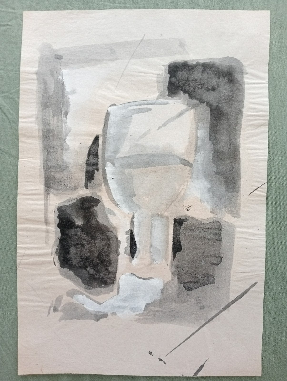 Aquarel Stilleven met glas jaren 90, Ophalen of Verzenden