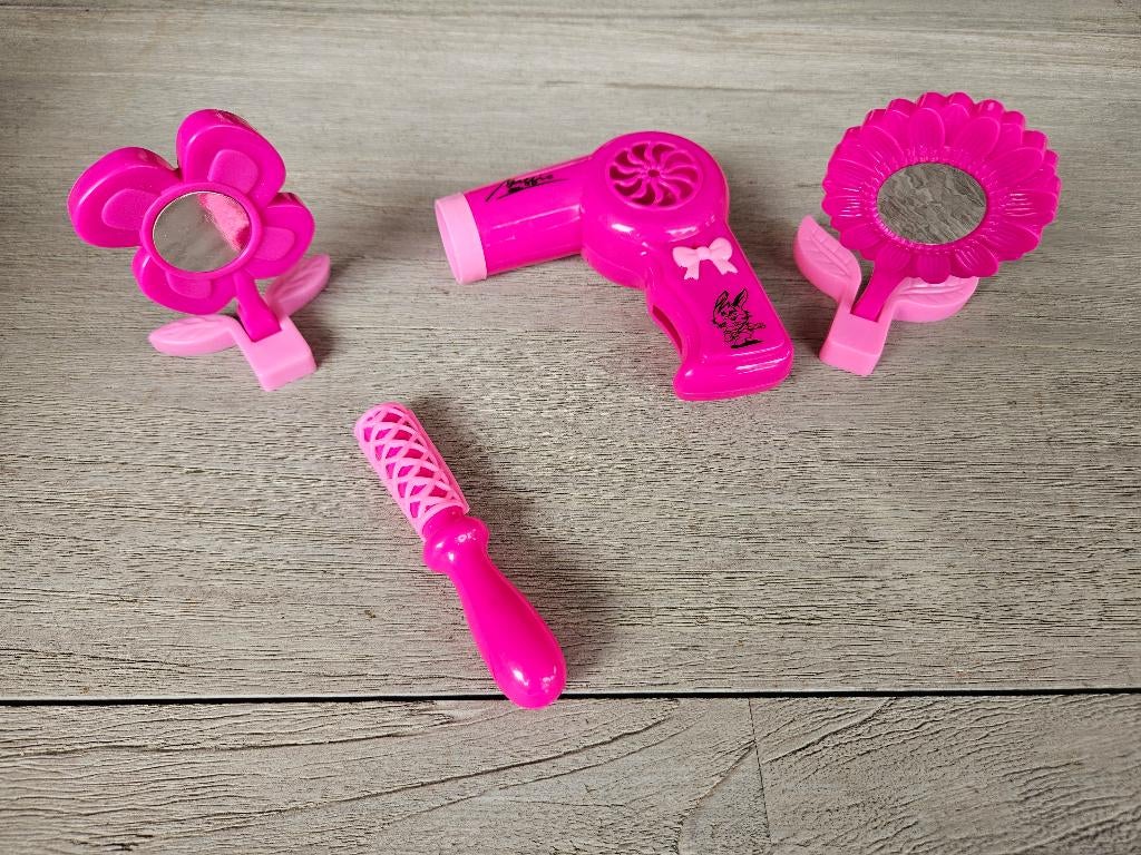 Poppenspulletjes: krultang, 2 spiegeltjes en fohn, Ophalen of Verzenden, Zo goed als nieuw, Overige typen