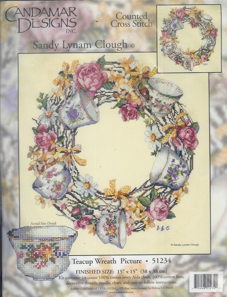 Cado candamar borduurpakket, TEACUP WREATH PICTURE, Ophalen of Verzenden, Nieuw, Handborduren, Borduurpakket