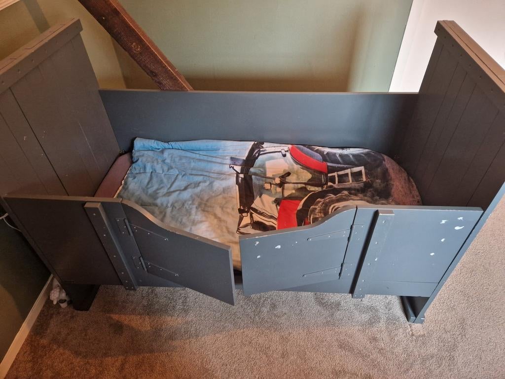 Peuterbed Kiske Antraciet, Ophalen, Gebruikt, 70 tot 85 cm, 140 tot 160 cm