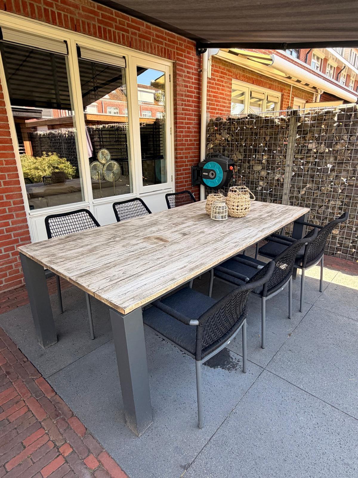 Tuintafel met 6 stoelen van Life outdoor living, Ophalen, Zo goed als nieuw, Teakhout
