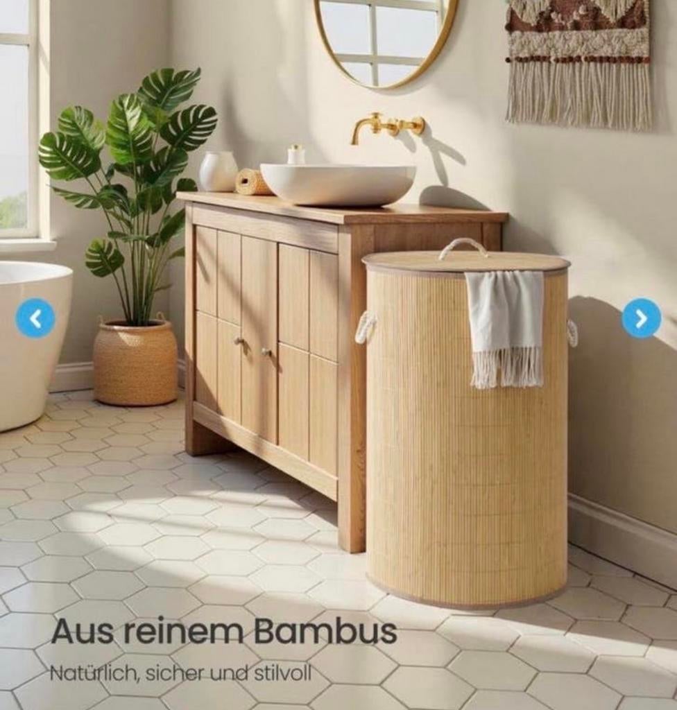 Bamboe Wasverzamelaar 90L - Natuurlijk & Stijlvol NIEUW, Nieuw, Ophalen of Verzenden, A, A