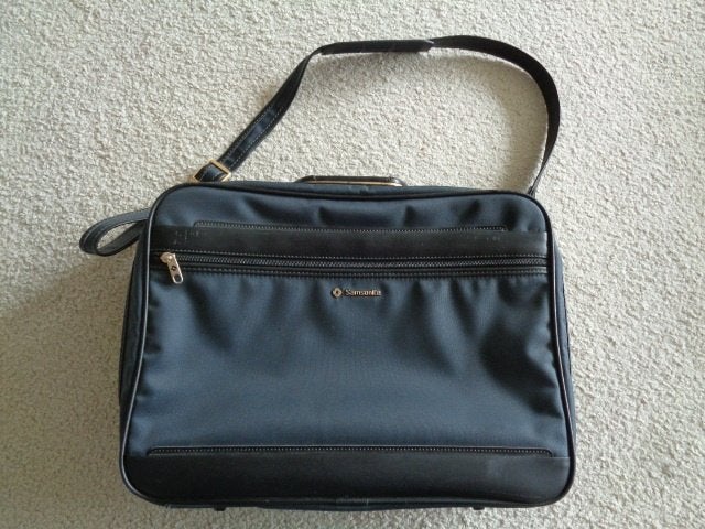 Samsonite schoudertas / aktetas / klein koffertje / reistas, 40 tot 60 cm, 30 cm of meer, Gebruikt, Blauw