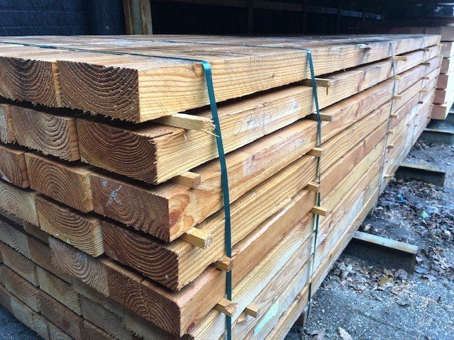 Mooie Douglas constrcutiebalken 75x150 (3 & 4M lengtes), Ophalen, Nieuw, Hardhout, 250 cm of meer