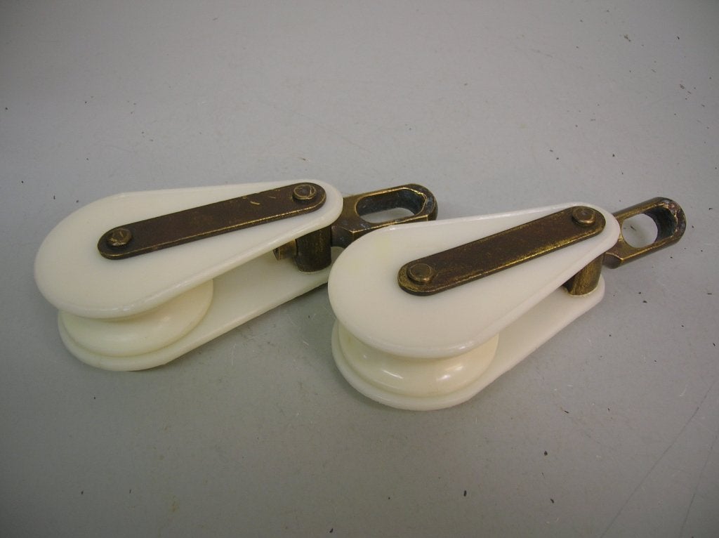 Vintage blokken, brons beslag, 12 - 13 mm, Ophalen of Verzenden, Gebruikt, Lijn of Blok