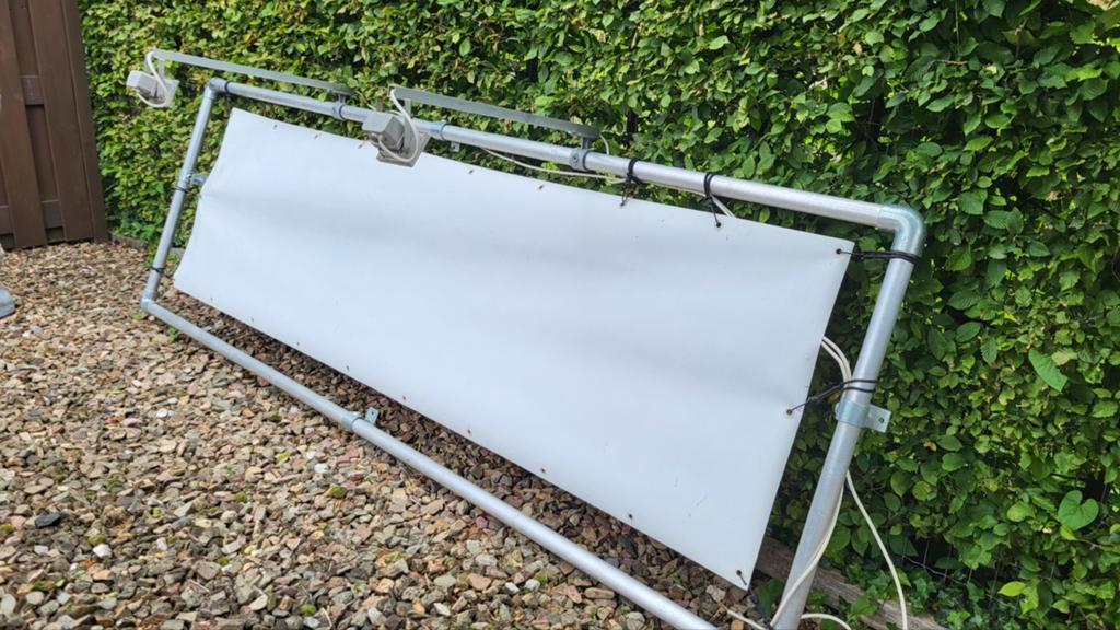 Spandoekframe reclamebanner  reclameframe 2x led spot, Ophalen, Gebruikt, Overige typen