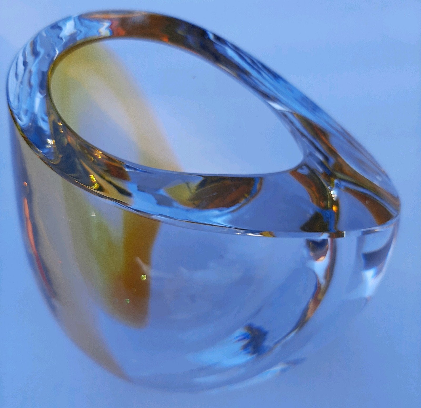 Kosta Boda Glazen Vaas Göran Wärff Amberkleurige Kern, Antiek en Kunst, Ophalen of Verzenden