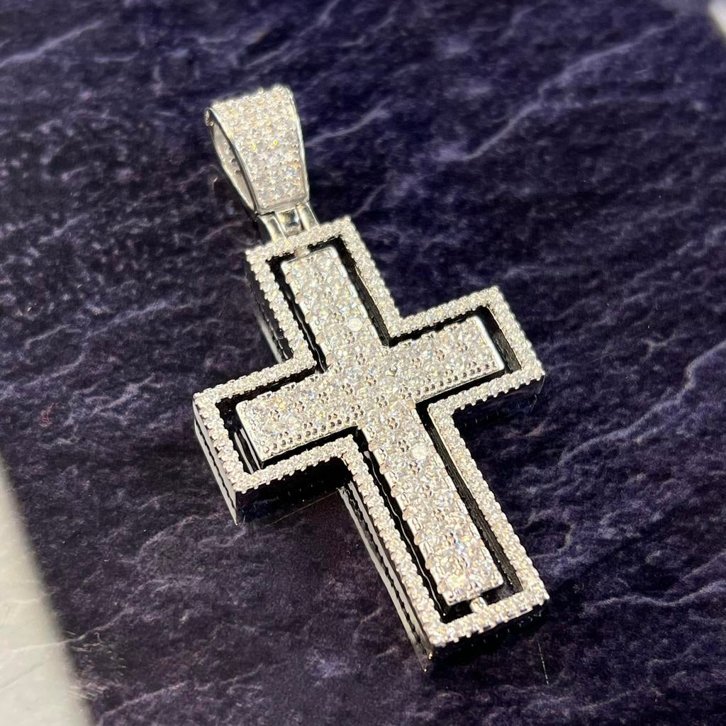 Zilveren kruis kettinghanger silver 925, Ophalen of Verzenden, Zo goed als nieuw, Goud, Kruis of Symbool