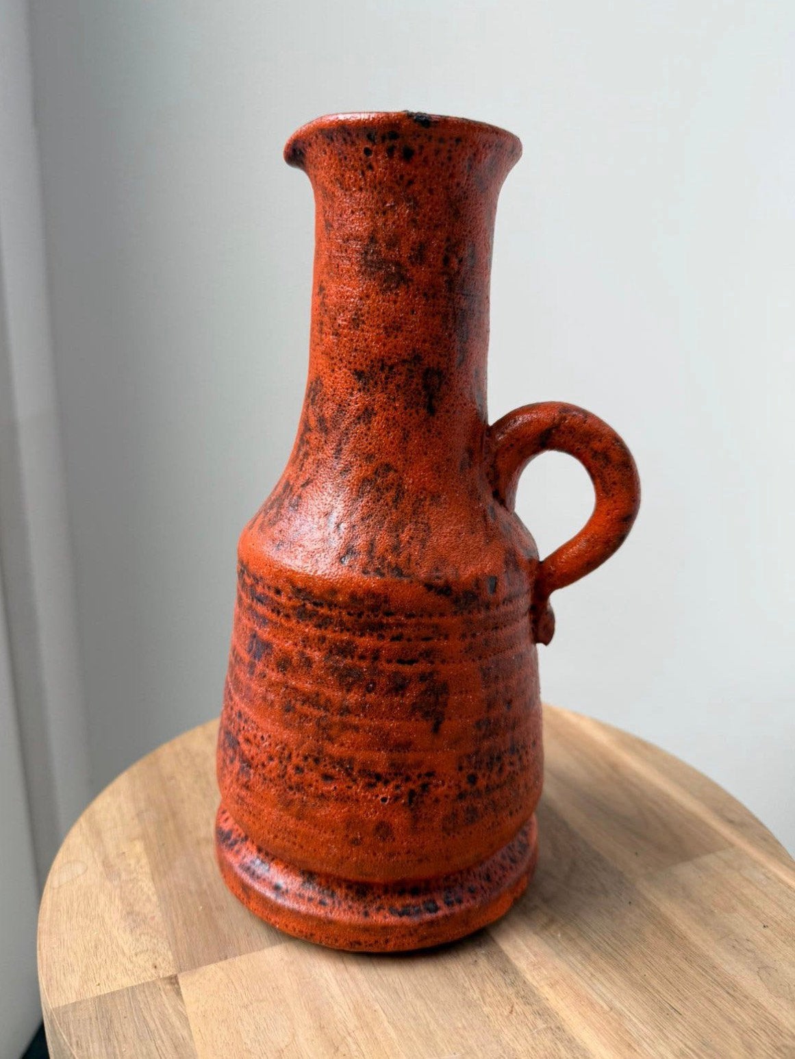 Vintage aardewerk oranje vaas kan kruik 25cm H, Ophalen, Gebruikt, Oranje, Steen/keramiek