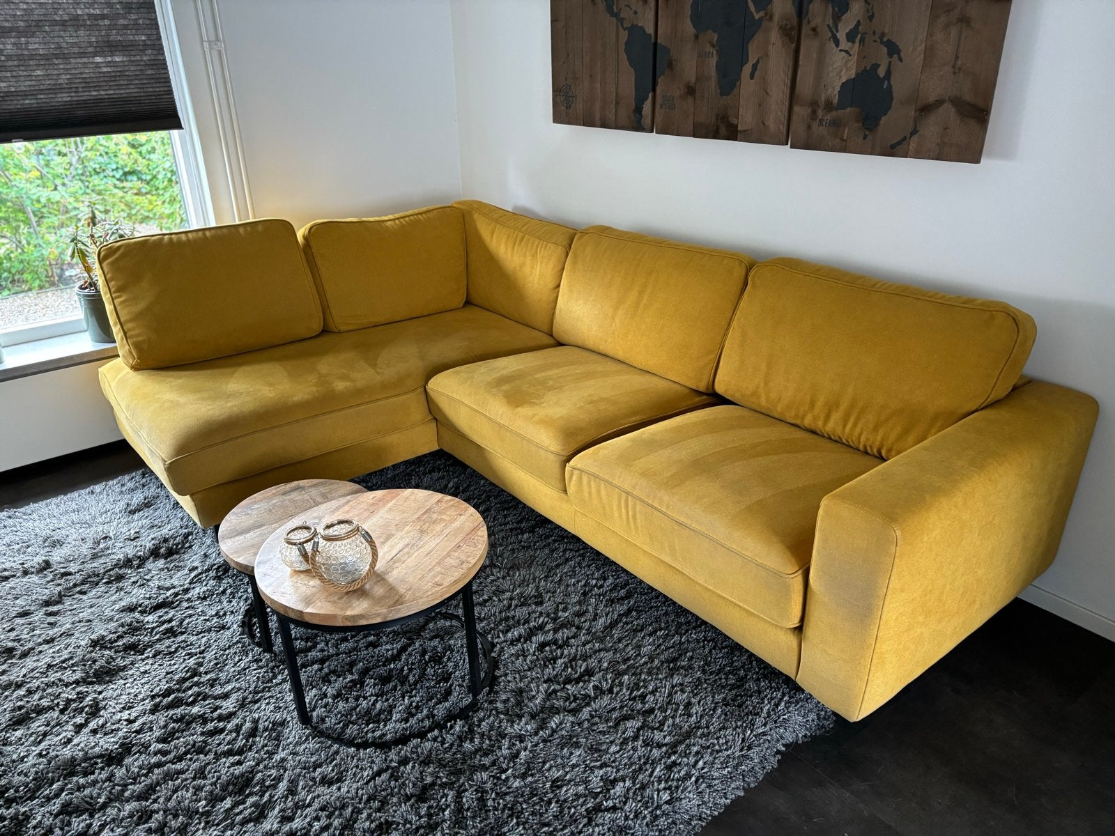 Gele hoekbank 270x180 cm, Huis en Inrichting, Ophalen, 250 tot 300 cm, Gebruikt, Hoekbank